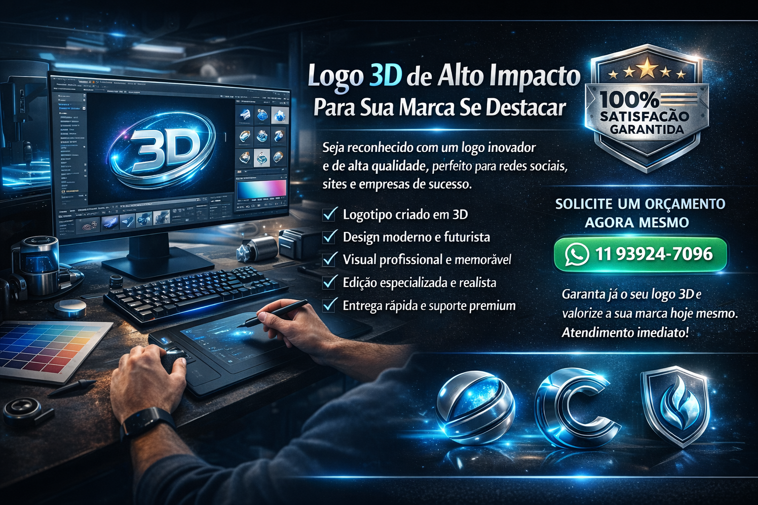 Criação de logoa 3D Premium para lojas e-commerce,lojas virtuais